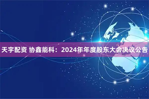 天宇配资 协鑫能科：2024年年度股东大会决议公告